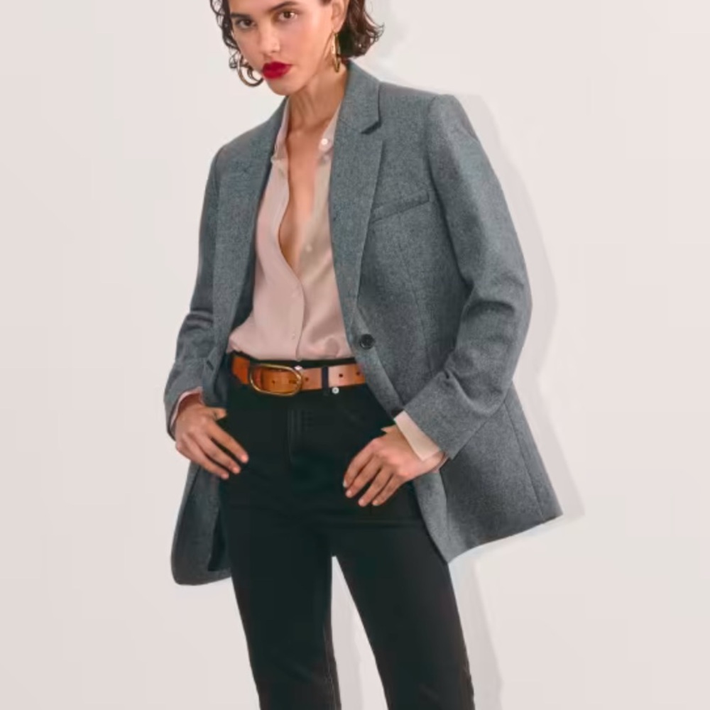 EVERLANE oversized blazer in wool grey herringbone